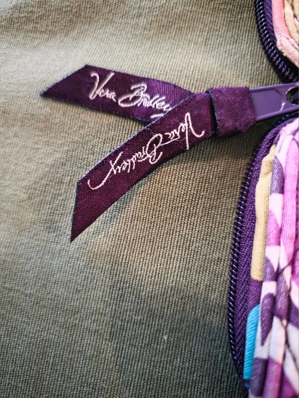 Vera Bradley Purple Floral Quilted Wristlet Wallet with Strap